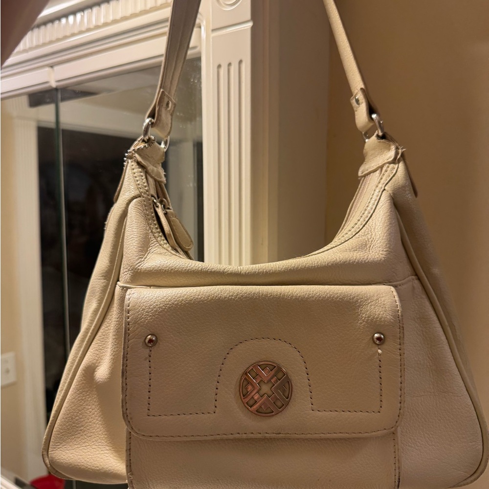 Genuine Leather Cream Shoulder Bag